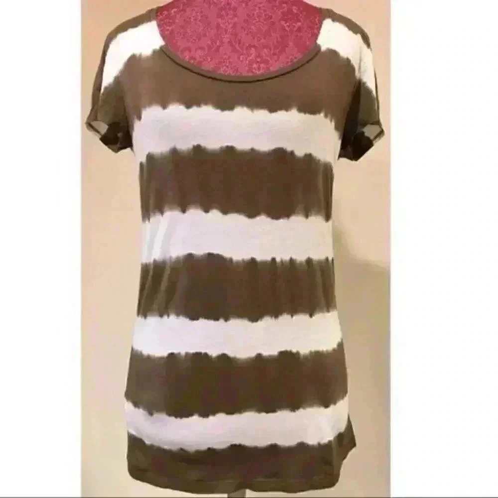 Ann Taylor Top S Striped Tie dye 60 pima cotton